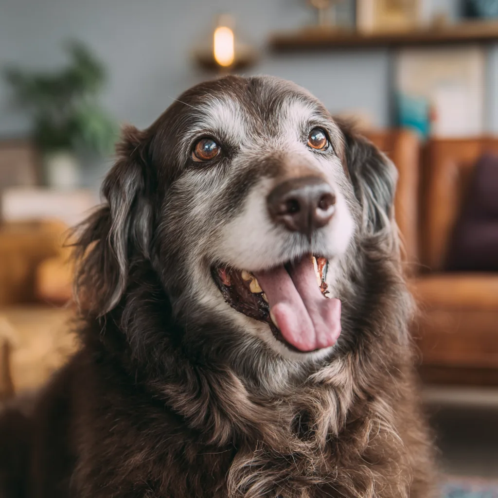 Older dog portrait in nature near Boston
