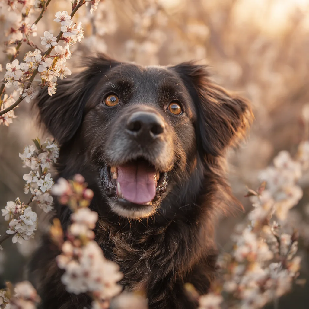 Dog portrait with spring flowers Rockland MA
