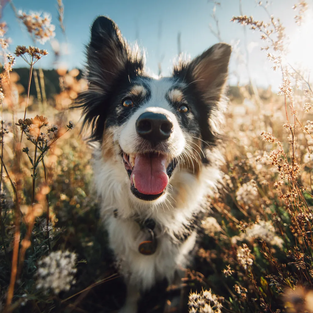 Summer outdoor dog portrait near Boston
