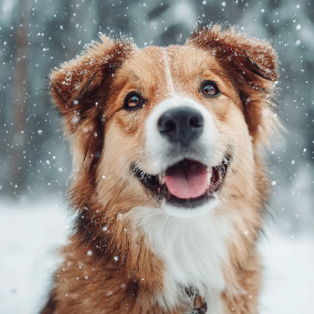 Dog in snow portrait South Shore Massachusetts