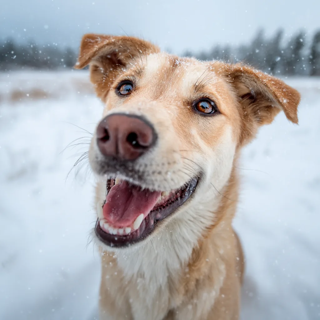Winter outdoor dog portrait near Boston