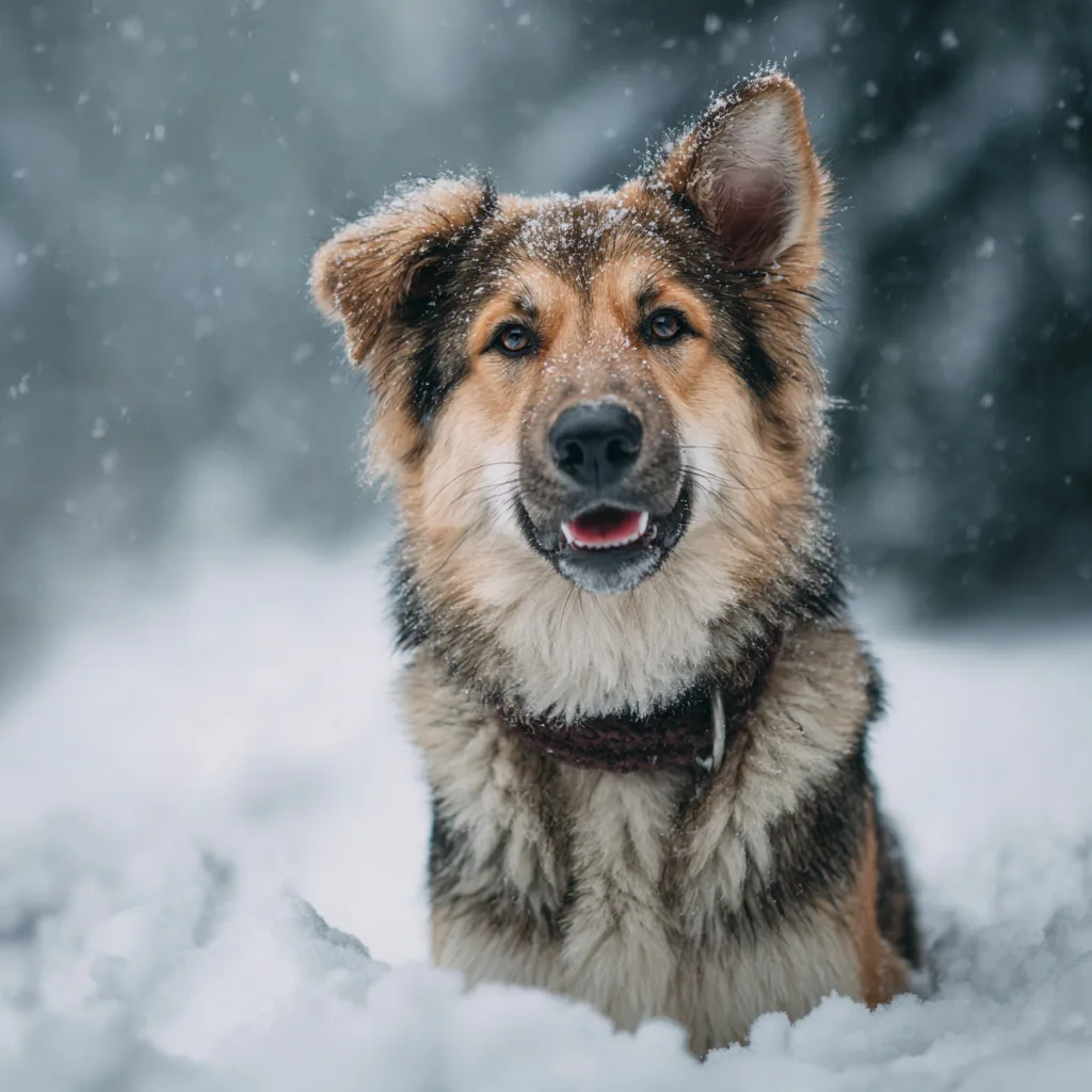 Snowy dog photo session Massachusetts